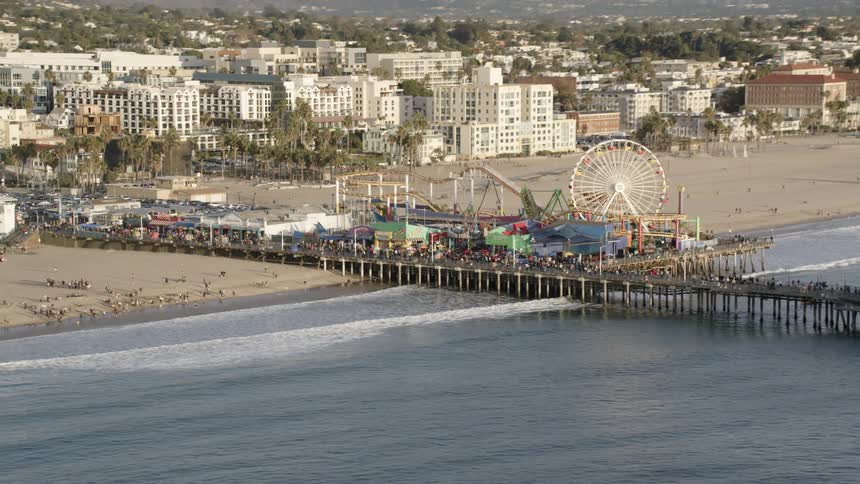 Santa Monica Pier Aerial flyby