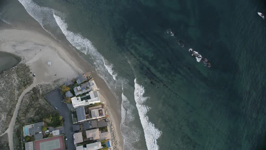 The homes are lined right on the beach