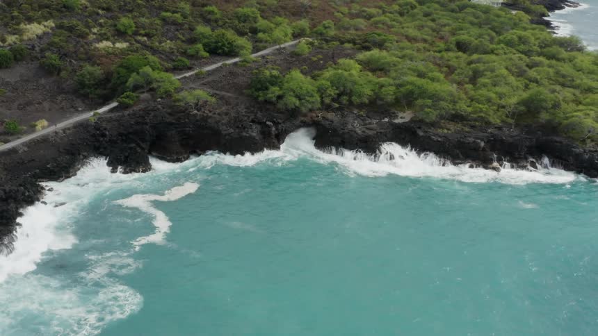 An aerial footage of a blue ocean