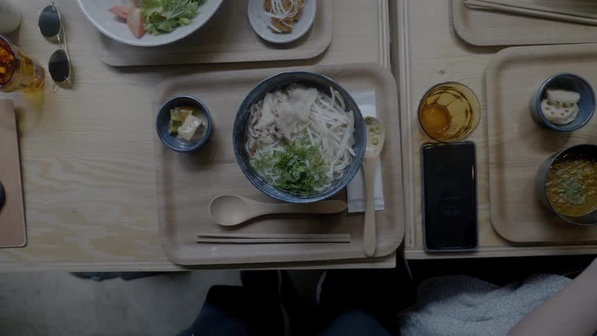 A footage of a plate of ramen at the restaurant