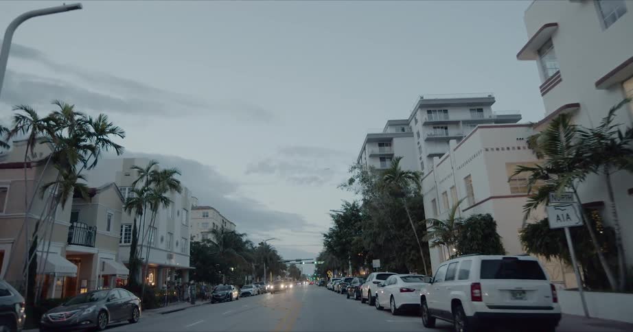 The avenue in the city has many cars traveling