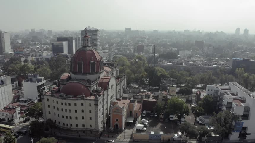 An aerial scenery of a big city