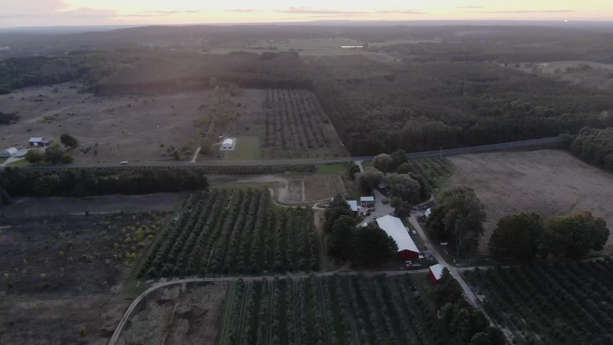 An aerial view of a farmland