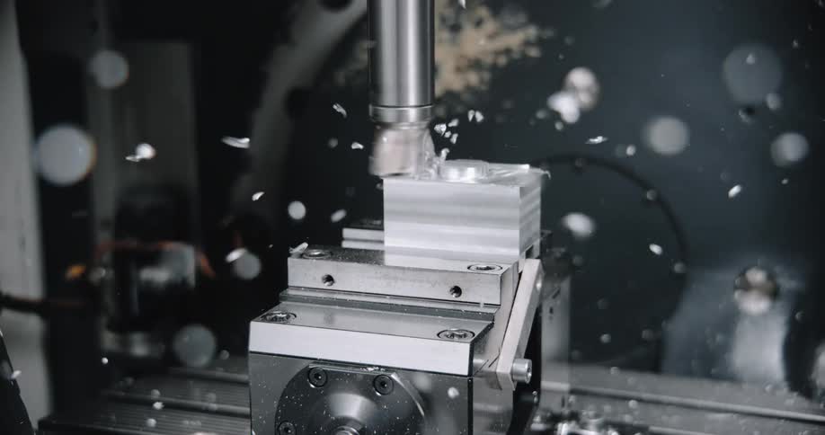 A machine is drilling into a metal object