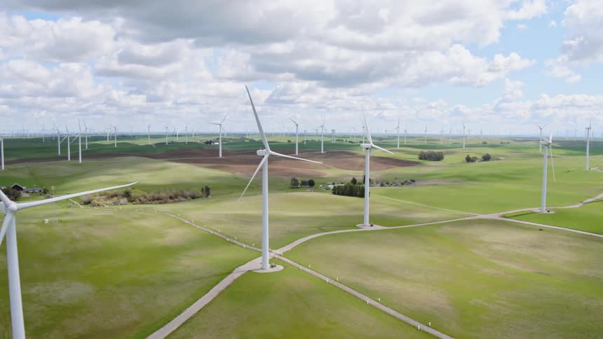 Windmills are moving in the farmland area