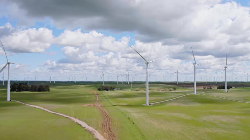 Windmills are powering the farmland with natural energy