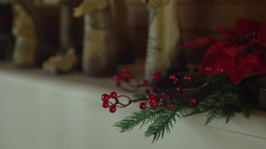 Christmas decorations on a mantle