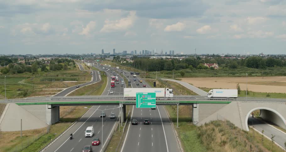 An aerial scenery of busy high way