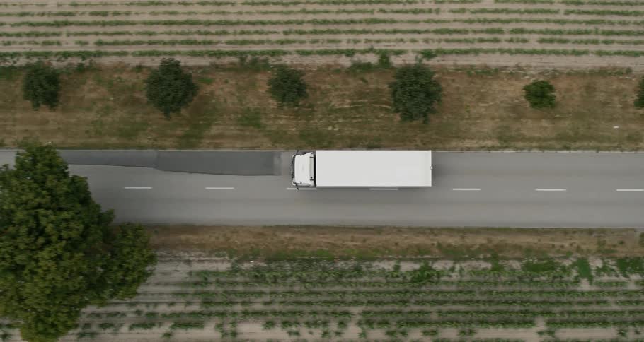 A truck driving on a road