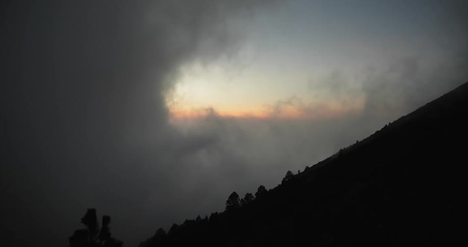 A footage of a heavy cloud blocking the sunset