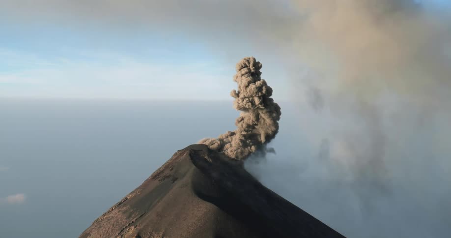 A footage of volcano eruption