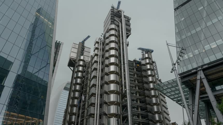 A high rise building is made of stainless steel