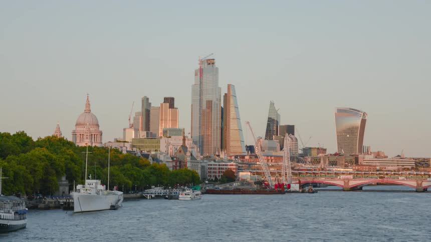 Skyline of the city with tall buildings and skyscrapers in the afternoon