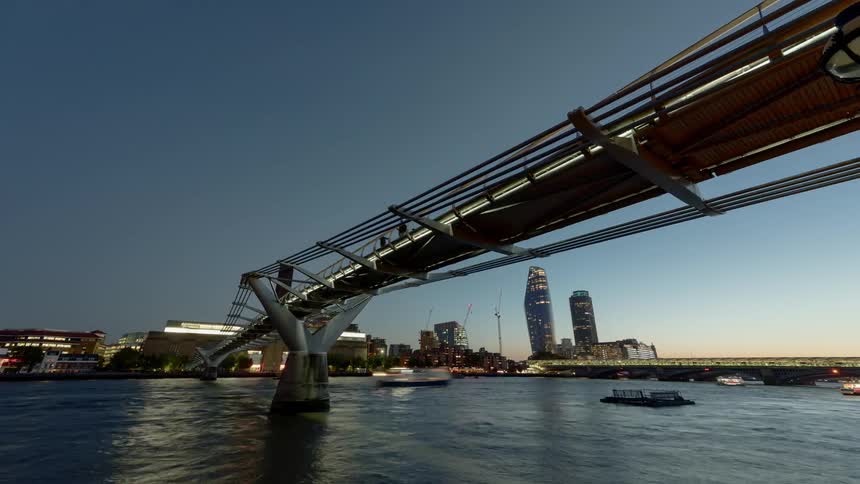 A time lapse footage of a bridge at dawn
