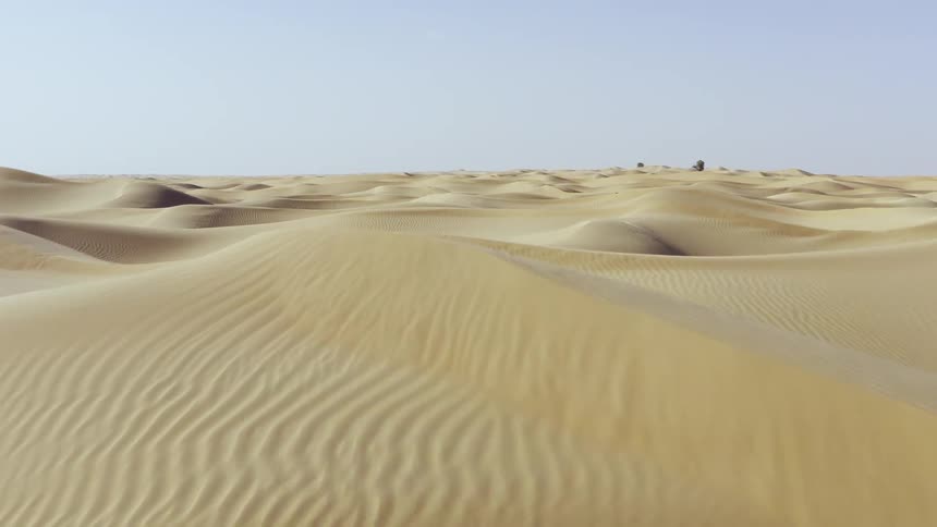 Aerial view of desert with sand dunes in the daylight