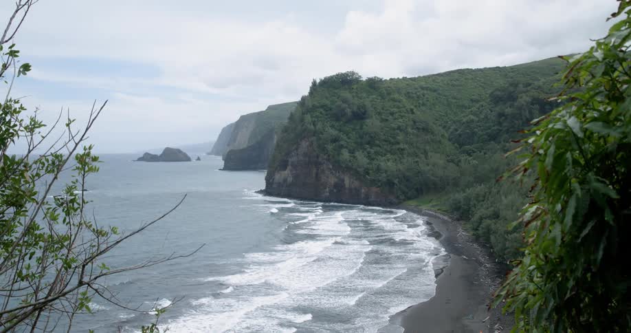 An aerial footage of a calming beach in the middle of nowhere