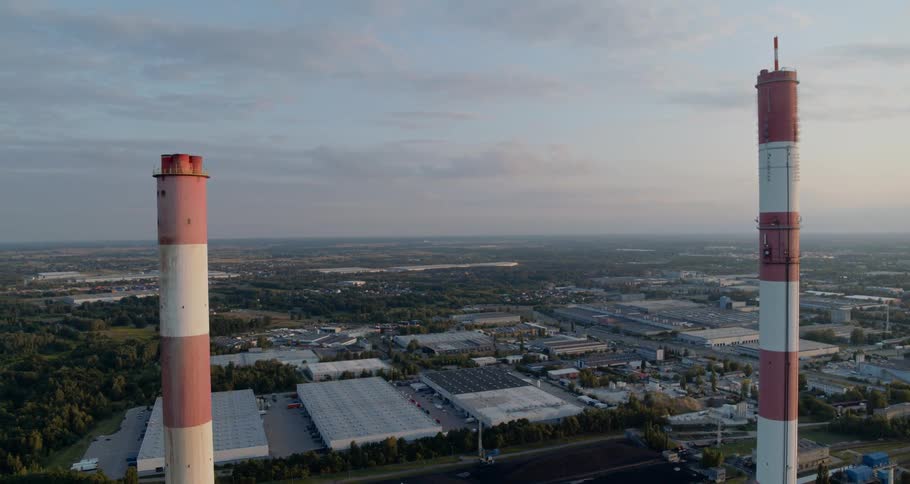 An aerial footage of a power plant