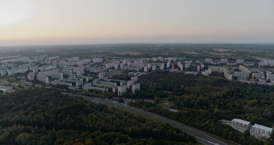 An aerial footage of city skyline
