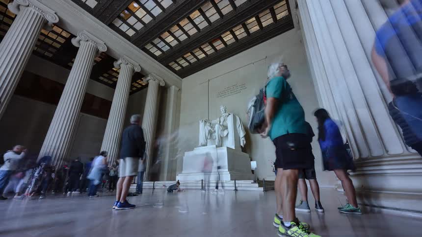 People visit the lincoln memorial