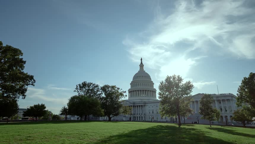 Clouds move over the us capitol building