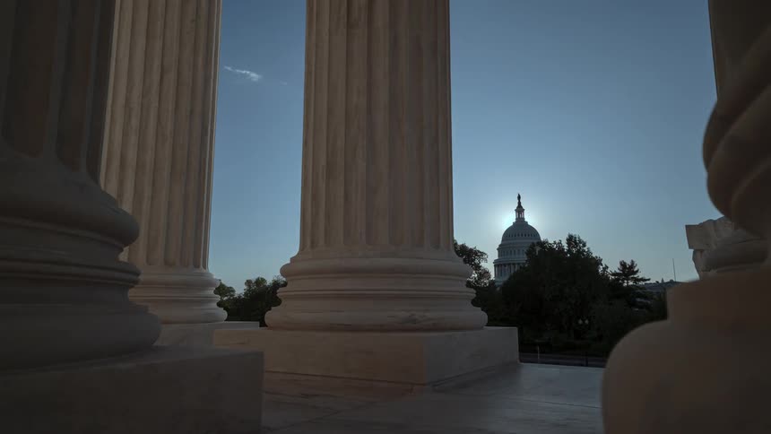 Columns in front of a monument building