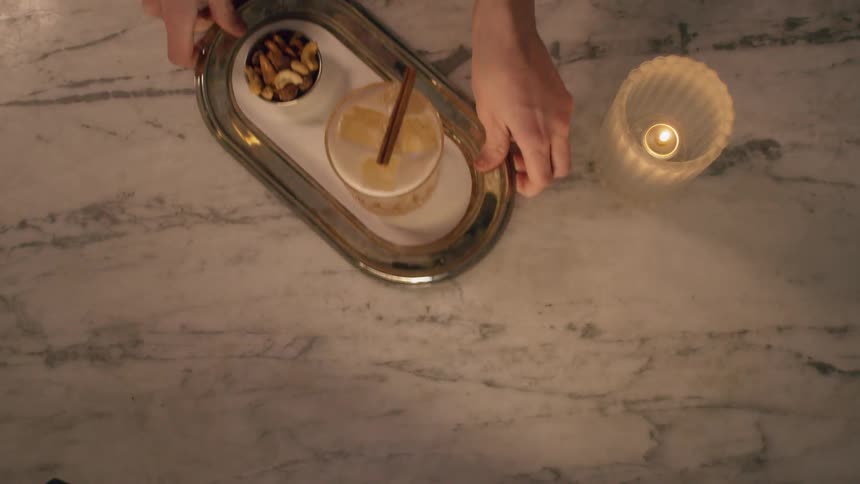 Top down shot of food being served