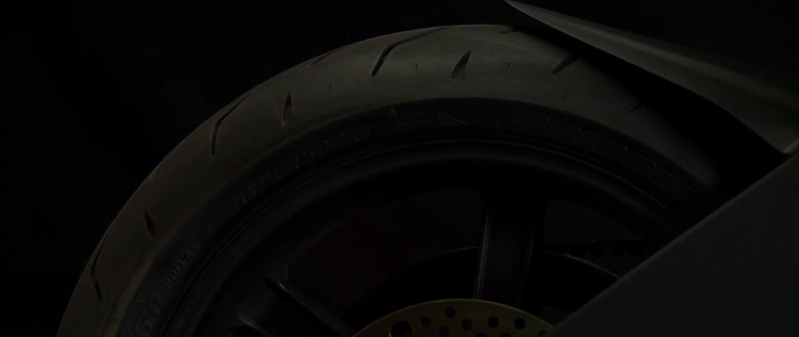 The tire and fender of a motorcycle
