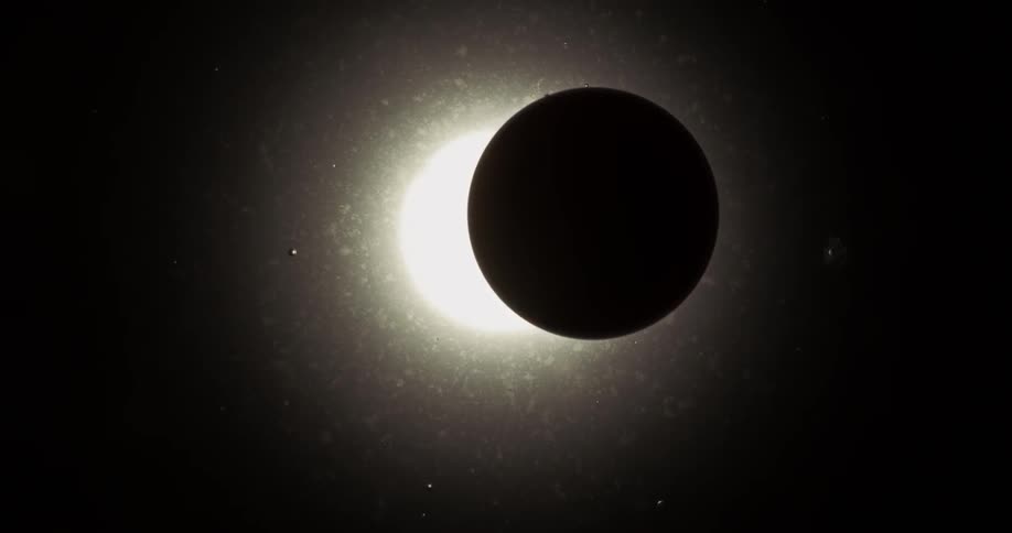 An eclipse with the moon in front of the sun