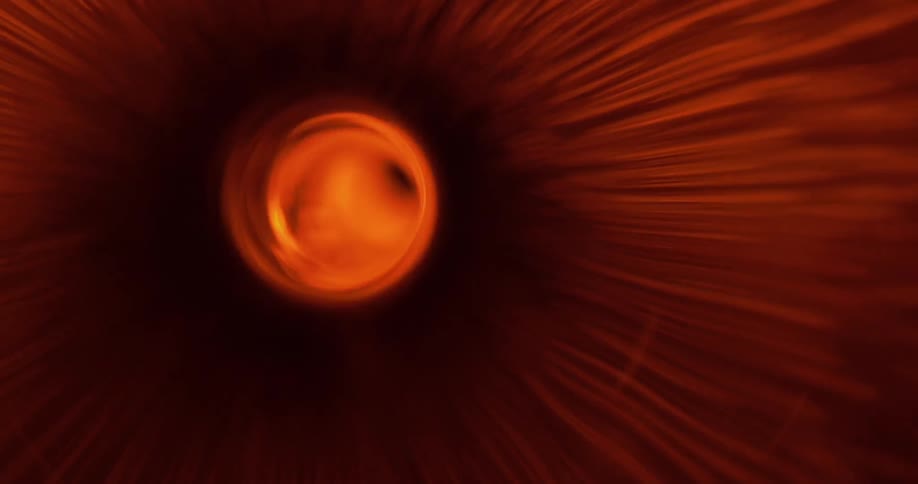 The tube is spinning and moving
