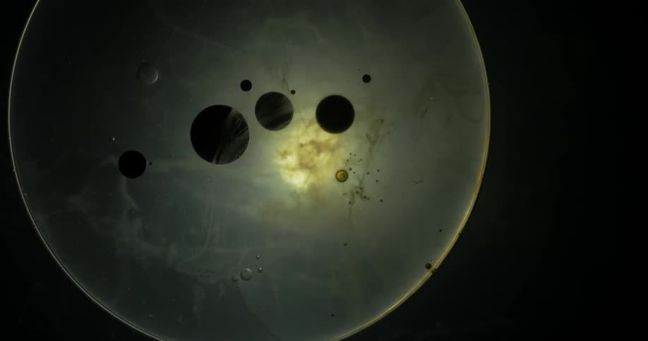Bubbles of liquid moving