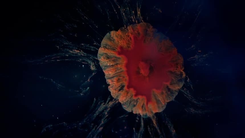 A blob with tendrils shifts its size