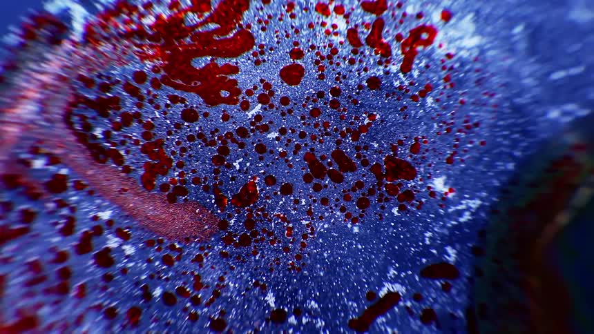 Blue white and red colors move like dust
