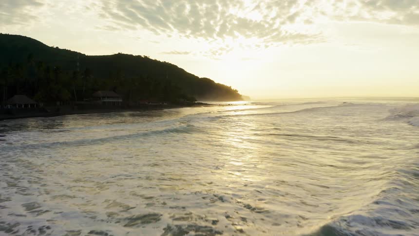 Waves are crashing near the coast