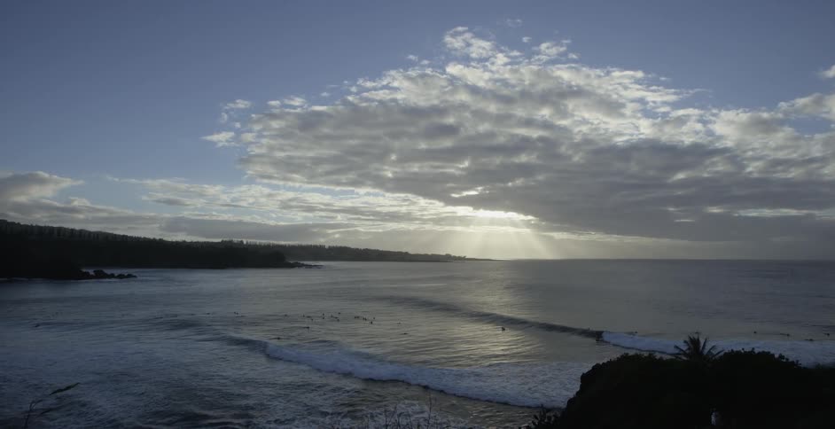 The waves slowly move towards the shore