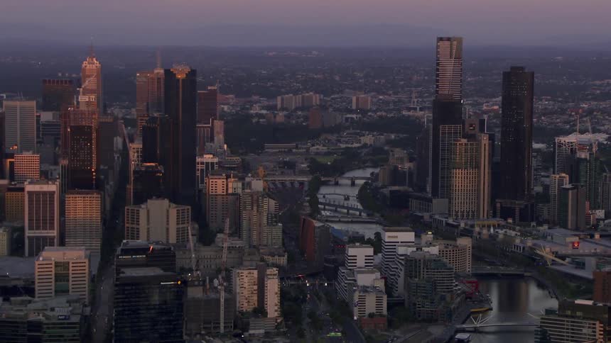 Aerial view of large city