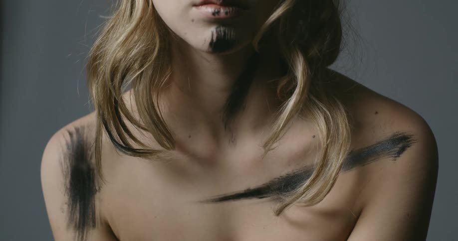 A woman is painted
