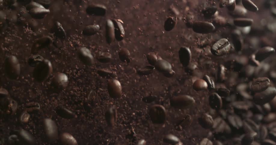 Coffee beans shoot into the air