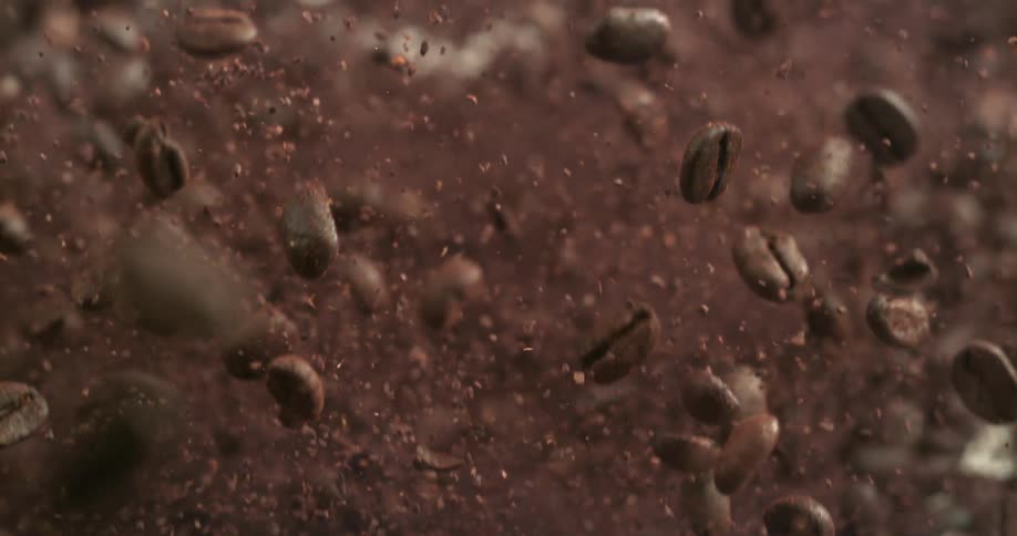 Coffee is thrown in the air