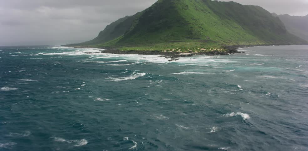The water is rough around the island