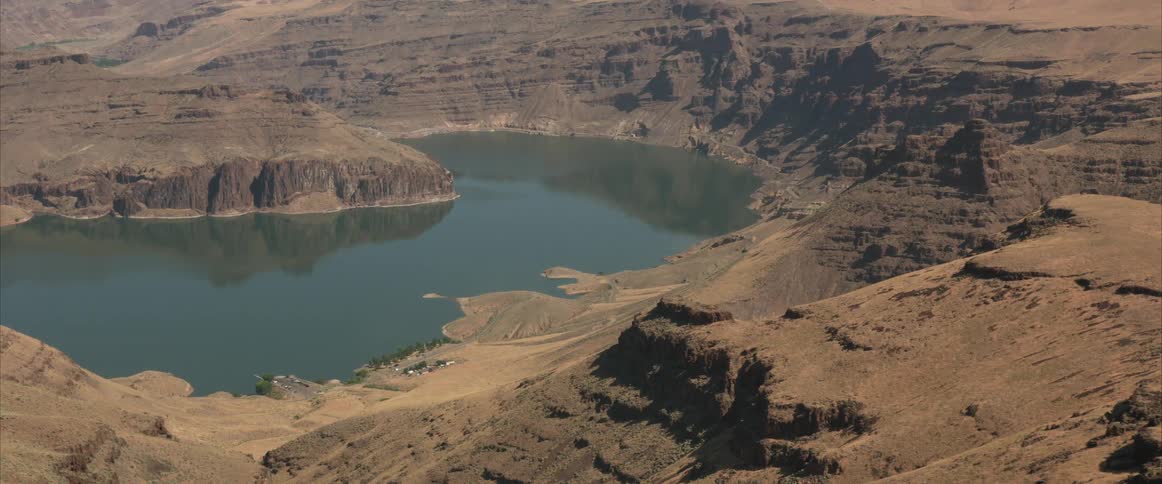 A body of water in the badlands