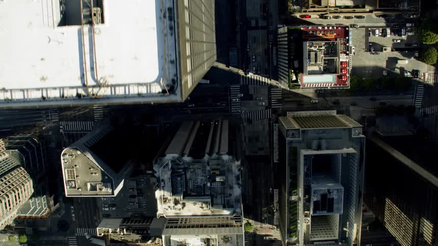 Top Down View of skyscrapers in a dense city