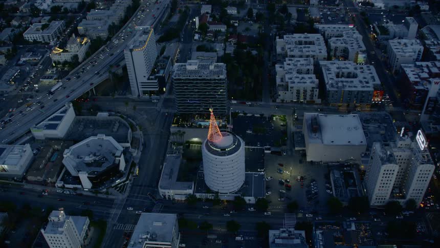 Birds eye view of a large metropolis with traffic