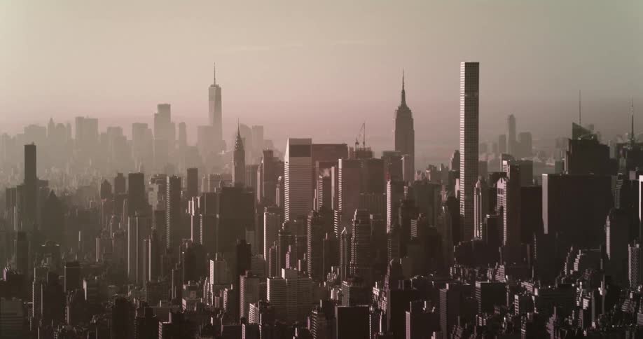 Skyscrapers fill the skyline of a large city