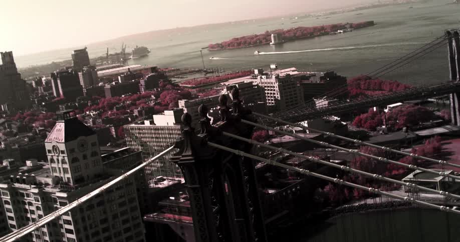A city with the water in the background