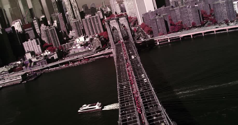 Skyline of a bridge crossing in to the city