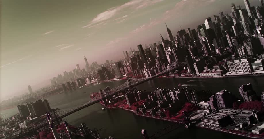 The fog is covering the city making it dark