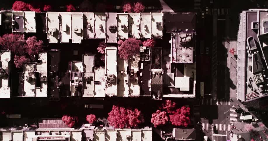 Birds eye view of buildings in a city