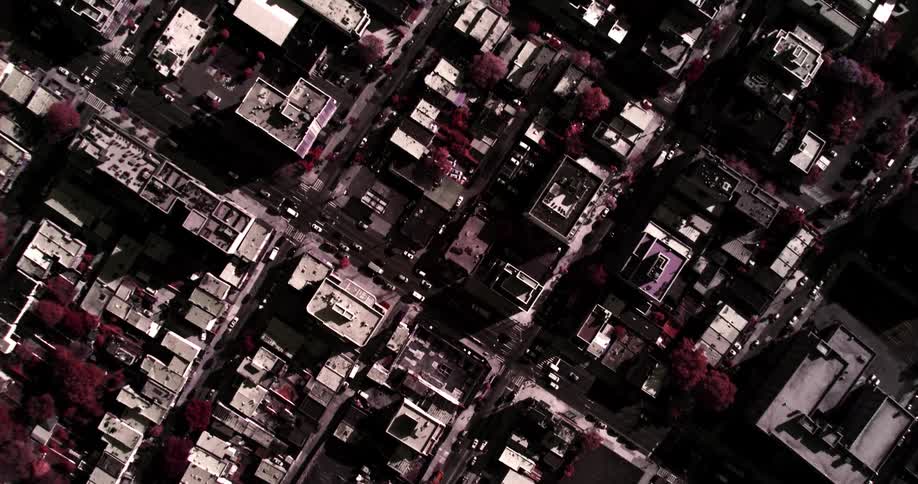 Birds eye view of buildings in a city