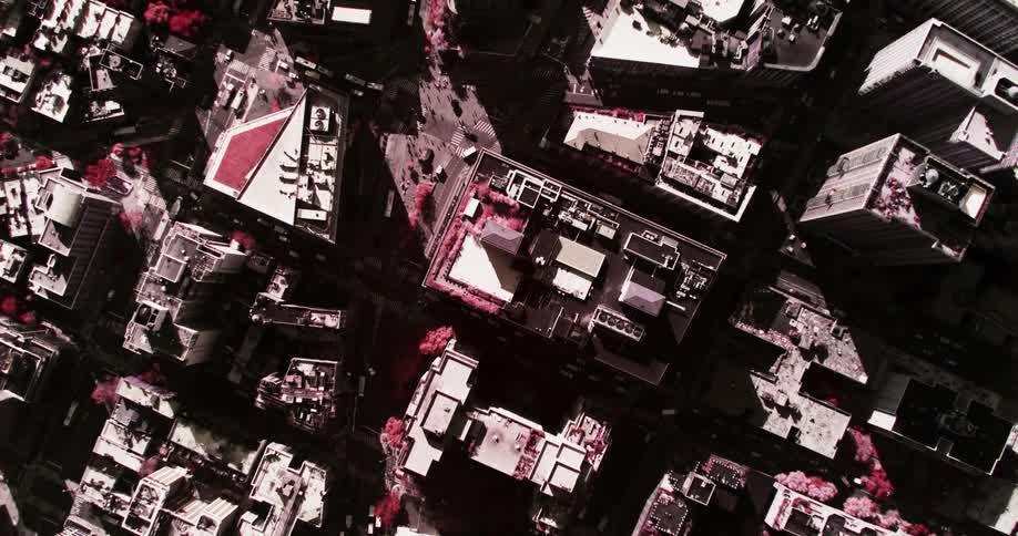 A city full of skyscrapers and tall buildings as seen from above