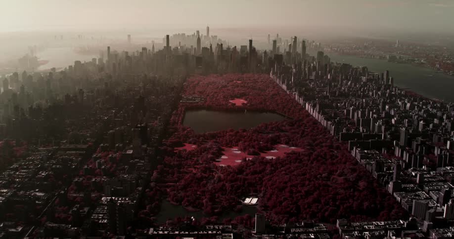 New york city is dark and covered with fog
